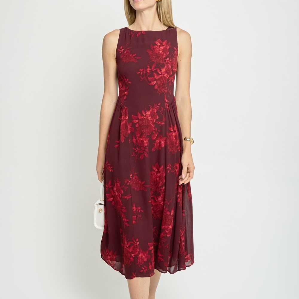 O.P.T. RYLEY FLORAL A-LINE MIDI FIT AND FLARE DRESS SIZE 8 !BRAND NEW WITH TAGS